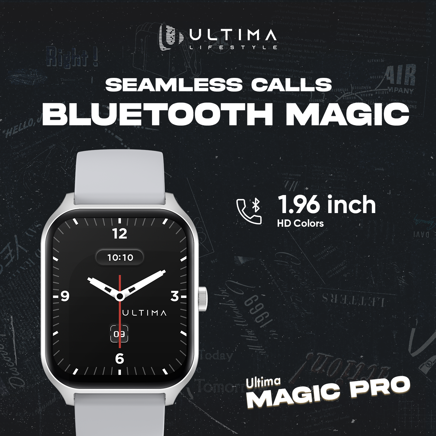 Ultima Watch Magic Pro| 1.96" HD Display| BT Calling Smartwatch| IP68 Waterproof| Zinc Alloy Metal Frame Smart Watch - Image 5