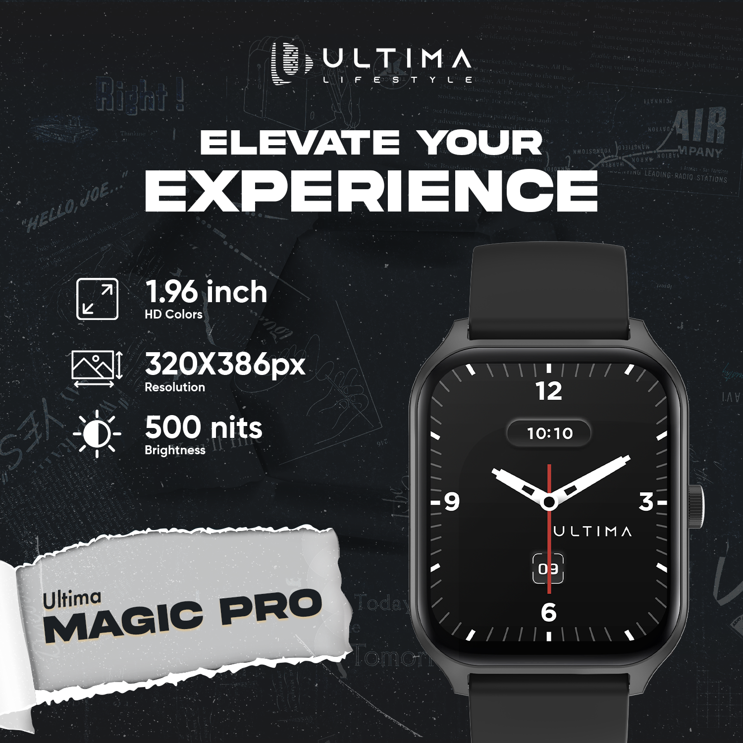 Ultima Watch Magic Pro| 1.96" HD Display| BT Calling Smartwatch| IP68 Waterproof| Zinc Alloy Metal Frame Smart Watch - Image 4